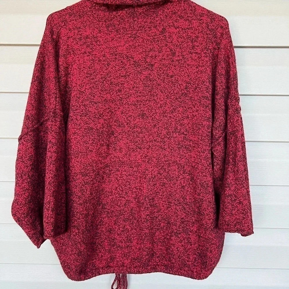 Jill Kimono Cowlneck Cashmere Blend Drawstring Sweater Red Sz M - Picture 2 of 4